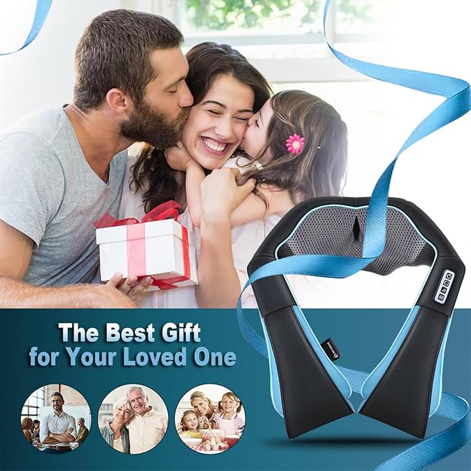 Mo Cuishle Shiatsu Back Shoulder and Neck Massager with Heat, Electric Deep Tissue 4D Kneading Massage, Best Gifts for Women Men Mom Dad, Fathers Day, Mothers Day, Christmas Gifts - Bloomnest