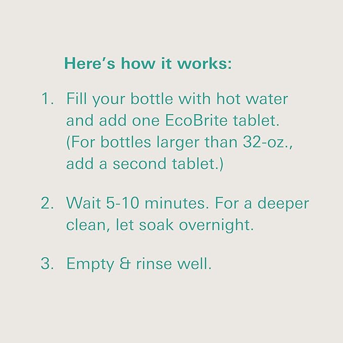 Owala EcoBrite All Natural, Powerful Cleaning Tablets, Cleans Stainless Steel, Tumbler, Insulated, Reusable, and Plastic Water Bottles, Chlorine and Phosphate Free (Pack of 10) Owala