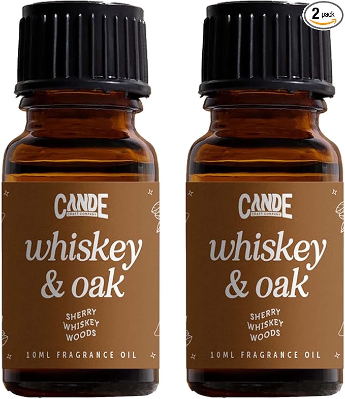 CANDECraftCo Premium Fragrance Oil – Diffuser Oils Fragrances Scented for Home, Candle Soap Making Supplies, Aromatherapy Blends for House (0.34 Fl Oz) (2-Pack, Whiskey & Oak) - Bloomnest
