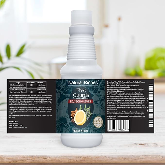 Natural Riches Household Cleaner Concentrate Five Guards from The Tales of French stories of Thieves Essential oil blend household cleaner - 16 fl oz - Bloomnest