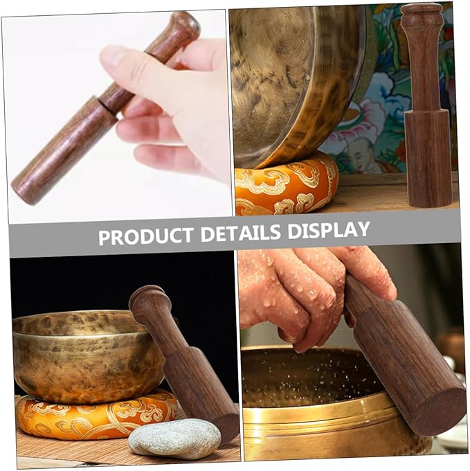 2pcs Wooden Sound Bowl Stick Durable Singing Bowl Mallet for Meditation Portable Striker for Calm and Peaceful Tones - Bloomnest