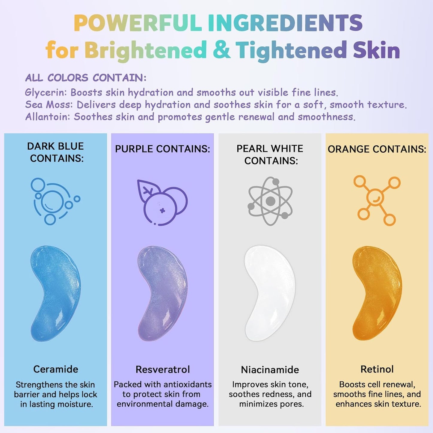 Under Eye Patches Variety Pack (8 Pairs), Eye Masks for Dark Circles Puffy Eyes Undereye Bags With 8 Colors (1 Pairs/Color), Vegan Eye Skin Care Set for Bachelorette Party Favors