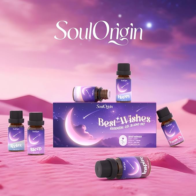 Essential Oil Blends, Essential Oils for Diffusers for Home, Best-Wishes Kit Scent Diffuser Oil, Use for Soap Candle Making- Sleep, Happy, Breathe, Inspire, Relax, Focus On - Bloomnest