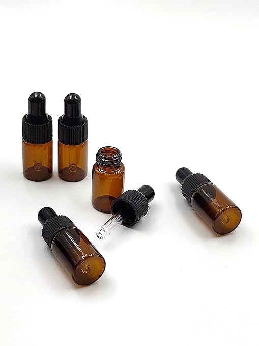 15Packs 3ml Tiny Amber Glass Mini Dropper Bottles for Essential Oils, Cosmetics, and Liquid Small Empty Travel Sample Vials with Dropper and Black Caps YYNGJCK
