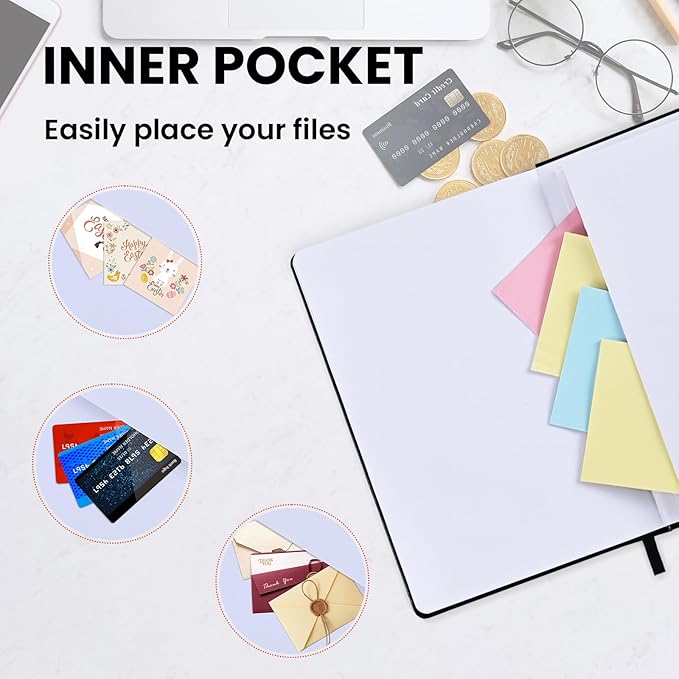 SUIN Lined Journal Notebook, Leather Hardcover Journal for Work, School, Travel, 100 GSM Paper, 160 Pages, 5.5x8.3 Inch, College Ruled, Black, 1-Pack - Bloomnest