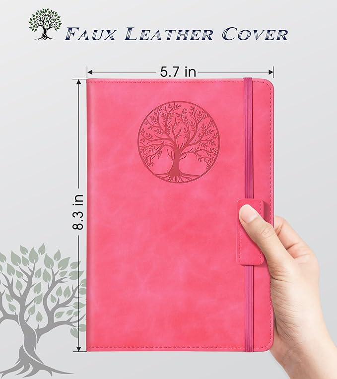 Lined Journal Notebook for Women Men,256 Pages A5 Hardcover Leather Journals for Writing,Travel,Business,Work & School,College Ruled Notebooks for Note Taking,Diary Notepad 5.7"×8.3"(pink) - Bloomnest