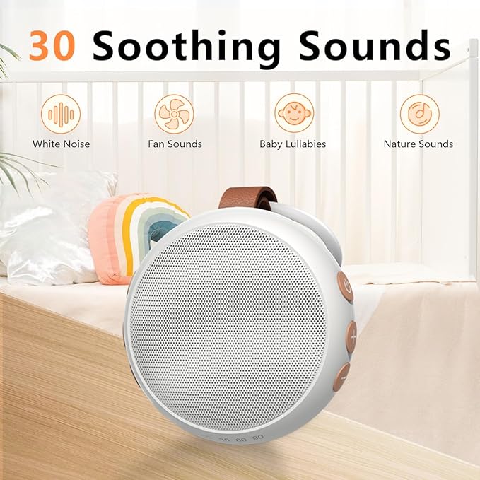 Portable Sound Machine Baby White Noise Machine Pink Noise Machine with 30 Soothing Sounds for Newborn Kids Adults Battery Sleep Brown Noise Masker 4 Timers Memory Function for Travel Home Office - Bloomnest