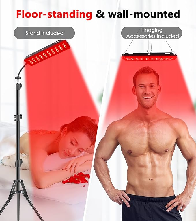 Red Light Therapy for Face Body, Astarexin Dual-Headed Infrared Light Therapy Lamp with Stand - 660nm Redlight and 850nm Near Infrared Light Therapy Device for Fully Body Pain Relief Astarexin