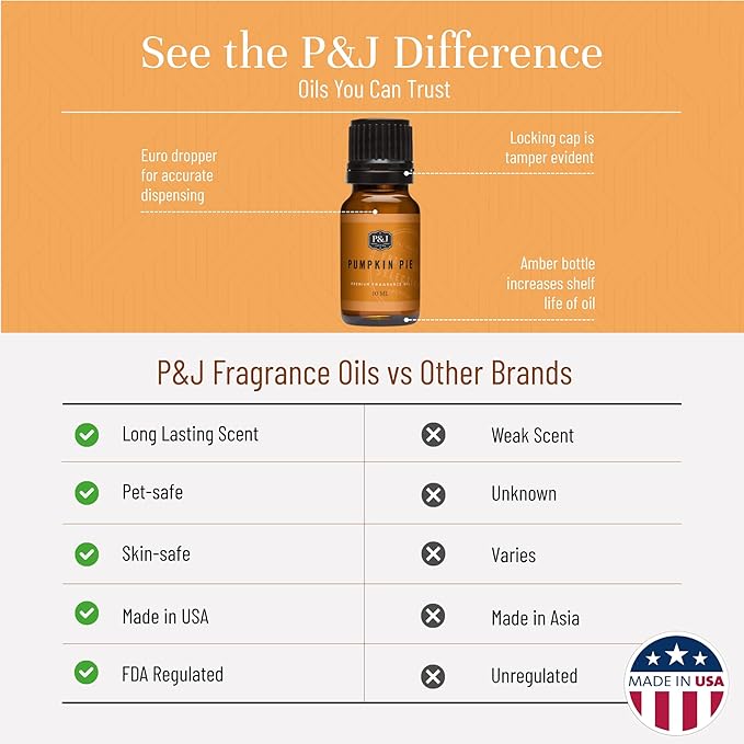 P&J Fragrance Oil Pumpkin Pie 100ml - Candle Scents, Soap Scents, Diffuser Oil Scents PJTrading