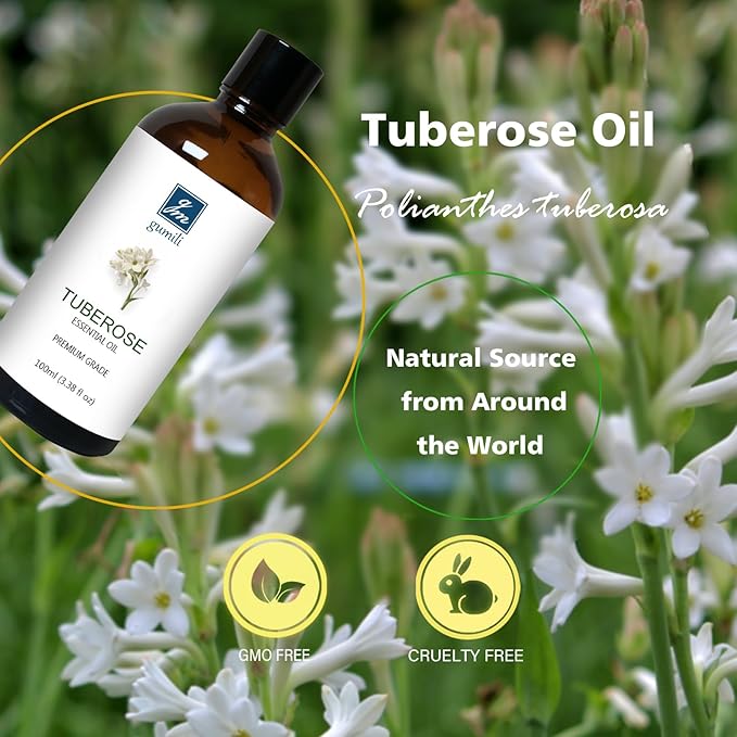Tuberose Essential Oil, Home Fragrance Oil, Candle Scents Soy Wax Candle Making, Freshie Scents Oils for Soap, Dryer Balls, Diffusers, Laundry, Slime -3.38 oz /100ml - Bloomnest
