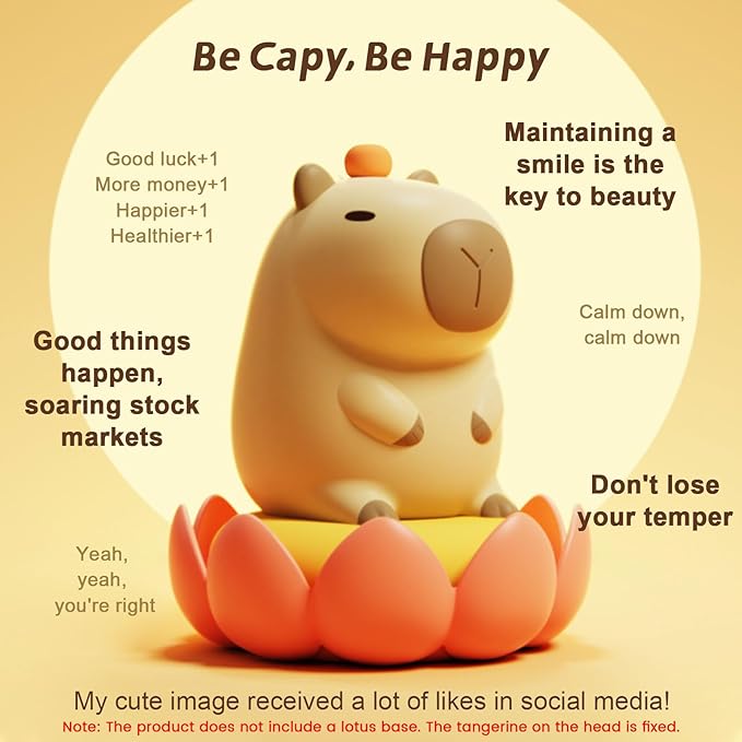 Orange Capybara Cute Night Light, LED Squishy Novelty Capybara Lamp, Food Grade Silicone Dimmable Nightlight, Boys Girls Funny Capybara Light, Light Up Capybara Gifts, Room College Décor - Bloomnest