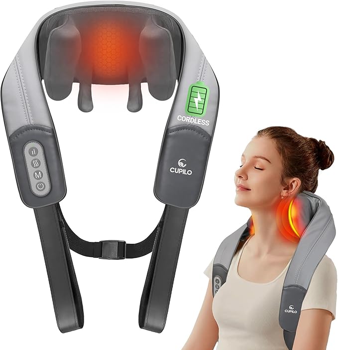 Neck Massager with Heat, Cordless Deep Shiatsu Massage for Neck and Shoulder, Massager for Relieving Muscle Pain and Relaxation, Gifts for Her Him Women Men - Bloomnest