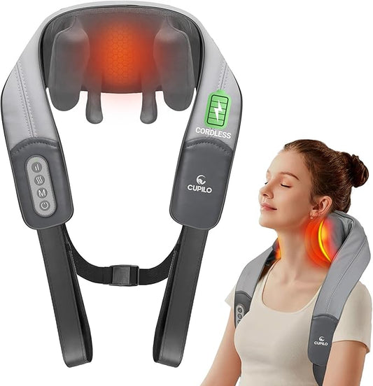 Neck Massager with Heat, Cordless Deep Shiatsu Massage for Neck and Shoulder, Massager for Relieving Muscle Pain and Relaxation, Gifts for Her Him Women Men - Bloomnest