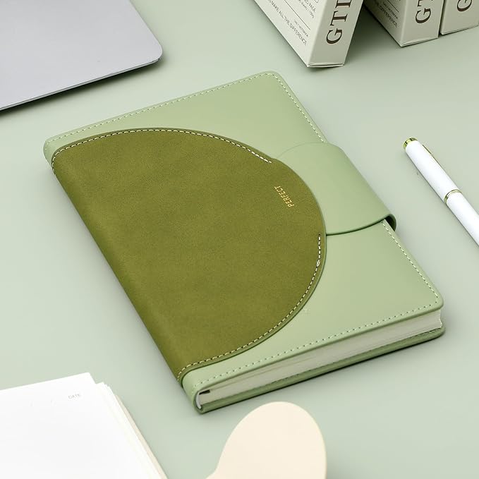 CAGIE Lined Journal for Women, 100GSM Leather Journals for Writing with Buckle Closure,A5 Hardcover Diary Journaling Notebooks for Business Work School Note Taking 5.9" x8.59 (Green) - Bloomnest