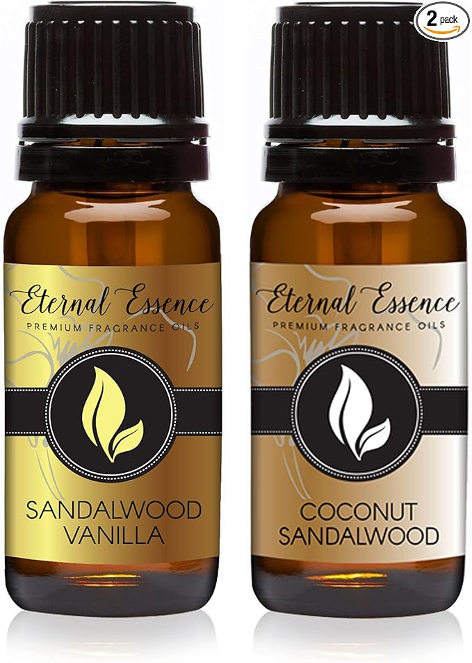 Eternal Essence Oils 2 Pack 10ml Premium Fragrance Oil - Sandalwood Vanilla & Coconut Sandalwood - for Candle, Soap Making, Aromatherapy, & More EternalEssenceOils