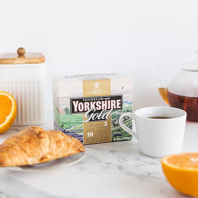 Yorkshire Tea, Gold, Pillow Tea Bags, 80 Count (Pack of 1), Premium Blend, Rich, Smooth, and Satisfying, Classic British Breakfast Blend, Caffeinated, Enjoy Hot or Iced, 80 Teabags - Bloomnest