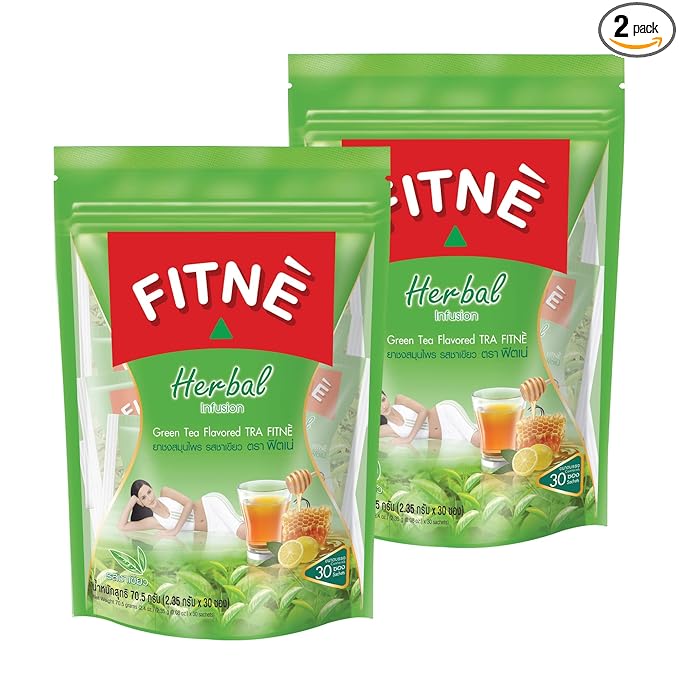 FITNE Green Tea Herbal Honey Lemon With Garcinia Senna Infusion Gentle Detox Cleanse High Antioxidant No Calories Stevia Sweetener, 60 Tea Bags - Bloomnest