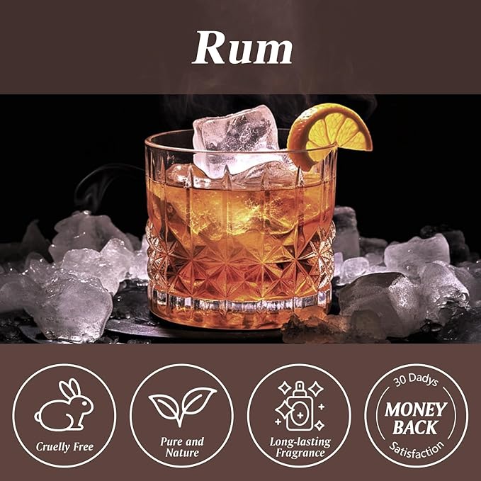 Rum Fragrance Oil 3.38FL.OZ - Aromatherapy Essential Oils for Diffusers for Home, Rum Scented Oils for Massage, Soap Candle Making Scents - 100ML
