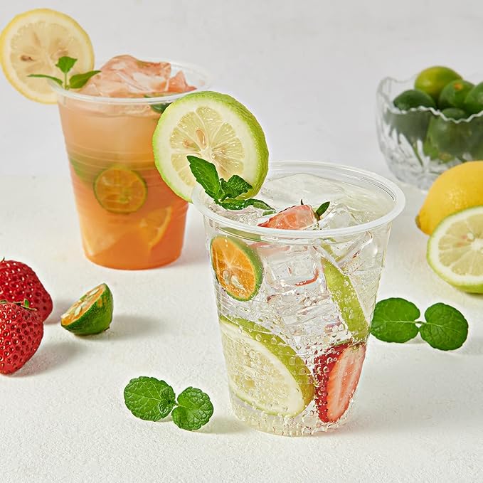 Turbo Bee 480 Pack 12oz Clear Plastic Cups,Disposable Drinking Cups,Hot and Cold Drink Container for Water, Juice, Soda, Milk - Bloomnest