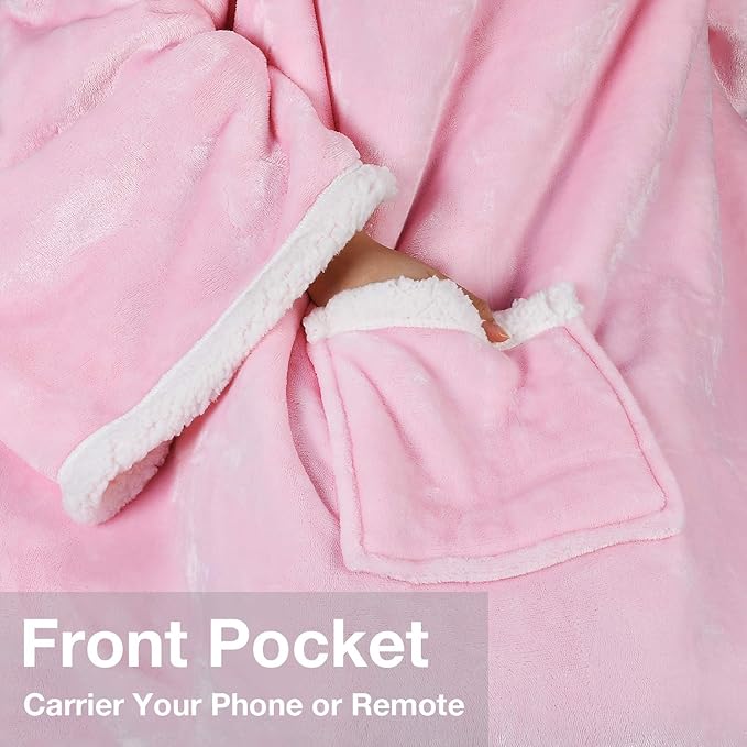 Tirrinia Sherpa Wearable Blanket With Sleeves, Full Body Throw Reading Wrap TV Blankets - Bloomnest