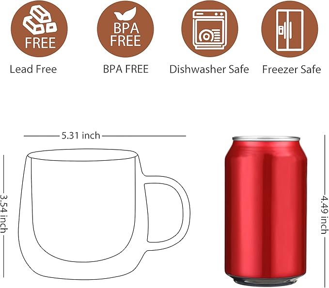 CNGLASS Double Walled Glass Coffee Mugs 10oz,Large Insulated Espresso Cups,Set of 2 Clear Glasses Cappuccino Mug with Handle(Tea Latte Glassware) - Bloomnest