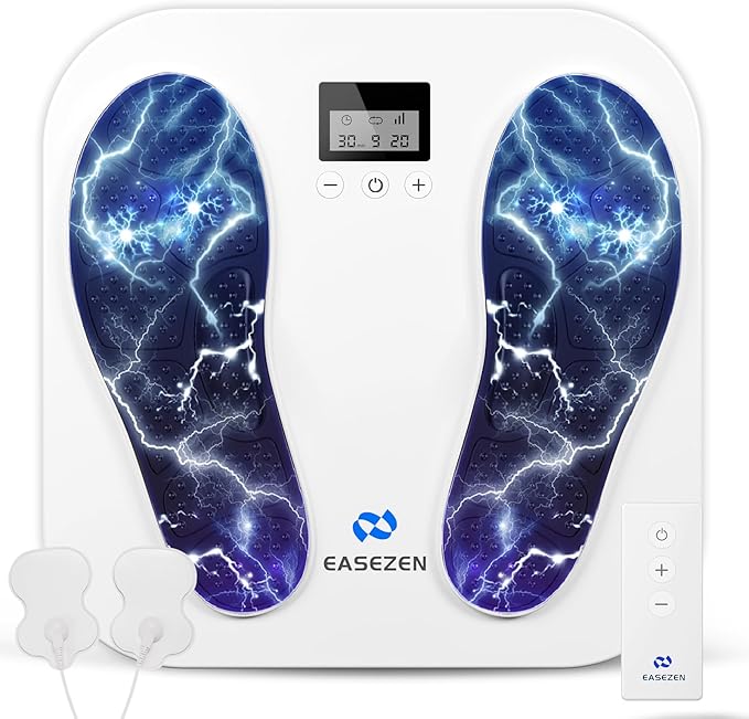Foot Massager for Neuropathy, Rechargeable TENS EMS Foot Stimulator with 10 Modes 20 Intensities, Feet Circulation Stimulator for Neuropathy, Plantar Fasciitis, Gifts for Mom Dad - Bloomnest