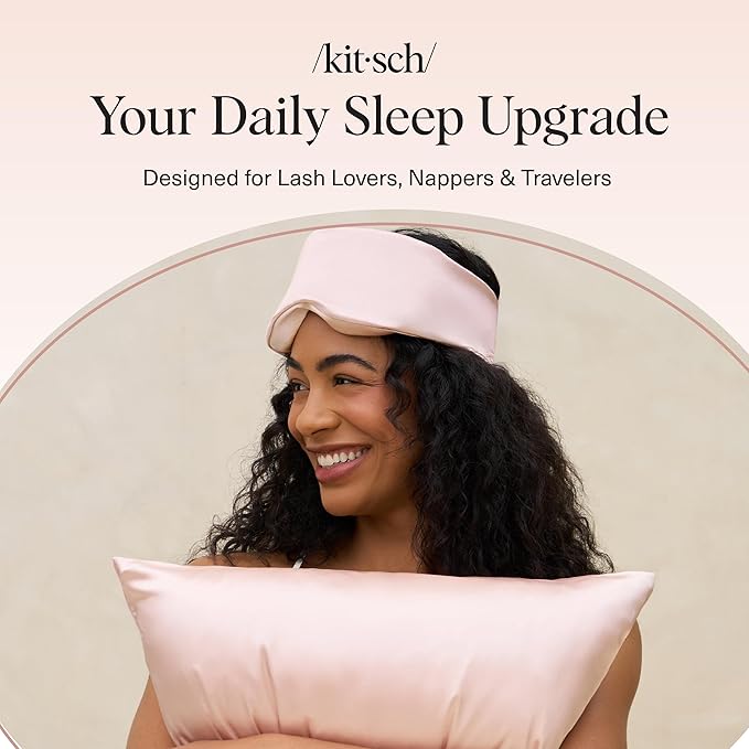 Kitsch Contour Pillow Eye Mask – Softer Than Silk Eye Mask for Sleeping, Blindfold Sleep Masks for Women & Men, No Eye Pressure, Lightweight, Eye Care, Travel Essentials - Blush - Bloomnest