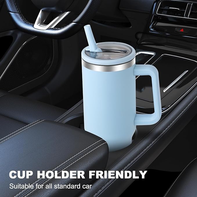 40 oz Tumbler with Handle and Flip Straw Lid, Vacuum Insulated Leak Proof Double Walled Stainless Steel Travel Mug Tumblers, Maintains Cold Ice and Heat for Hours(Blue) - Bloomnest