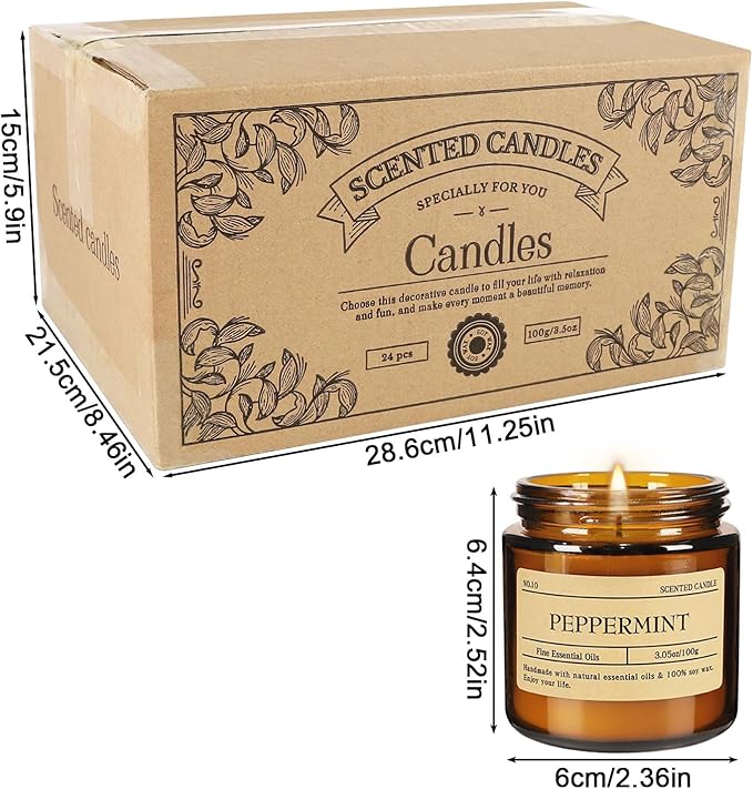 Scented Candle Set 24 Pack, Candle for Home Scented, Odor Eliminating, Stress Relief, Long Lasting Soy Wax Gift Set - Bloomnest