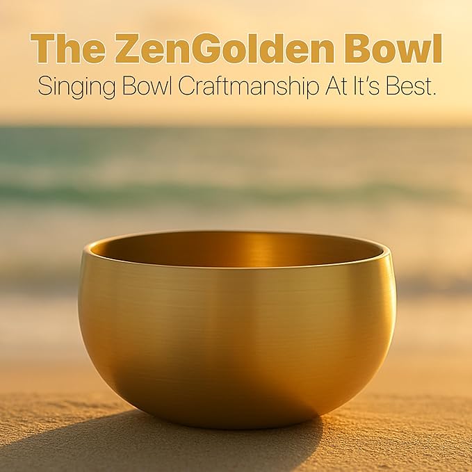 Large Tibetan Singing Bowl Set – 6 Inch Sound Bowl for Yoga, Meditation, Stress Relief, Healing & Chakra Balancing – Long Pure Resonance – Includes Mallet & Cushion – ZenGolden Bowl - Bloomnest