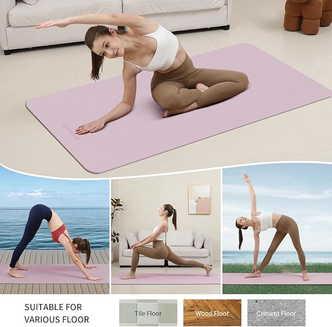 Extra Wide & Thick 8mm Yoga Mat, 72"x31.5" Large Non Slip Exercise Mat, Premium POE Material for Superior Cushioning & Stability, with Strap for Home Gym, Pilates - Bloomnest