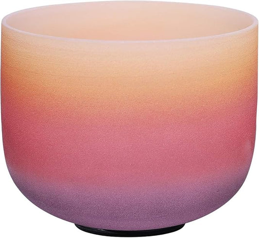 432 Hz E Solar Plexus Chakra Rainbow Colored Frosted Quartz Crystal Singing Bowl 8 inch - Bloomnest