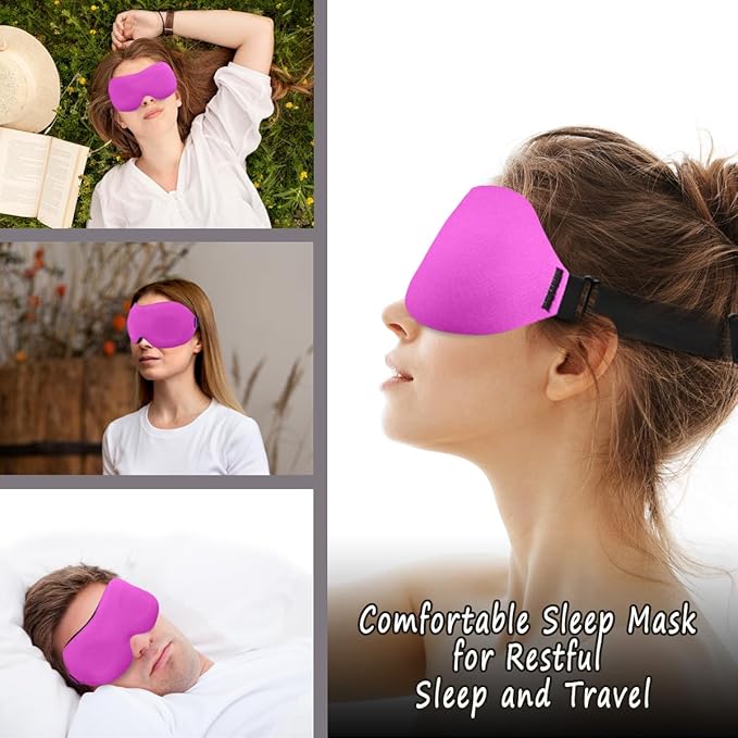 DTS Sleep Masks for Side Sleepers Men Women Zero Eye Pressure 3D Cups Complete Light Blocking Night Blindfold with Adjustable Strap Shade Cover Sleeping Mask for Travel Nap Work Home (Pink) - Bloomnest