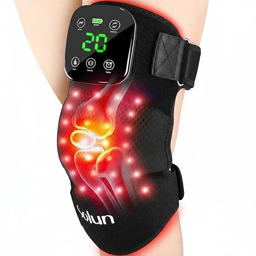 Red Light Therapy Knee Brace with Heated & Vibration Massager for Pain Relief - 660nm/850nm Near Infrared Light Therapy Device, 5000mAh Rechargeable, Adjustable for Knee/Elbow/Shoulder - Bloomnest