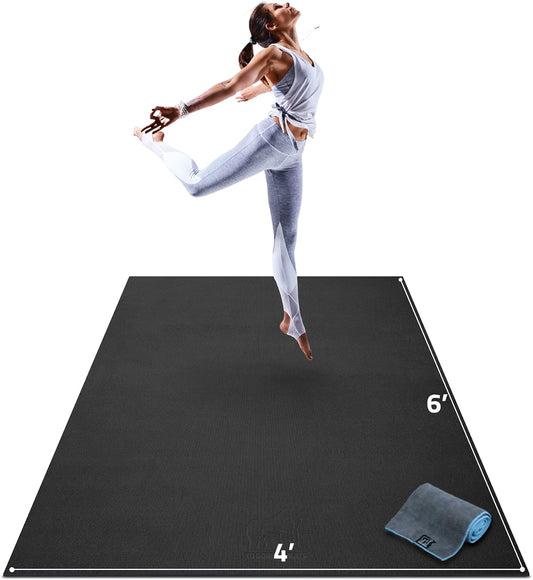 Gorilla Mats Premium Large Yoga Mat – 6' x 4' x 8mm Extra Thick & Ultra Comfortable, Non-Slip Barefoot Exercise Mat – Works Great on Any Floor for Stretching, Cardio or Home Workouts