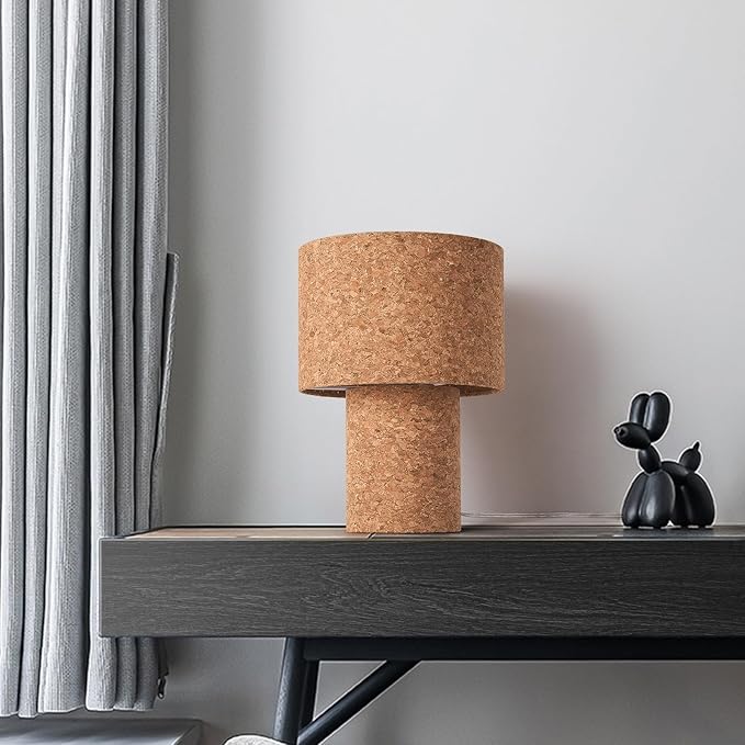 Rustic Small Table Lamp with Natural Bark Linen Lamp Shape, Farmhouse Bedside Lamp for Nightstand, Side Table Lamp for Kitchen, Office, Reading Desk, 12.2 Inch, E26 Socket, ON/Off Switch - Bloomnest
