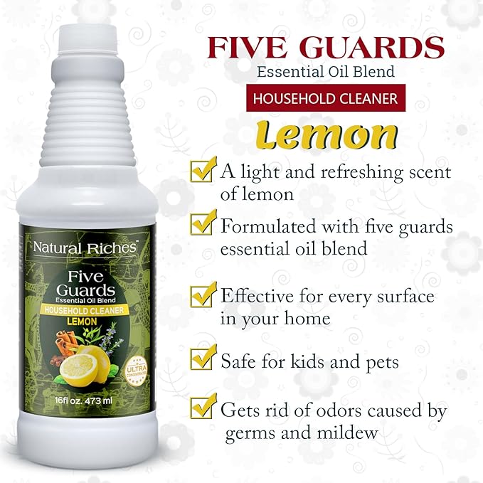 Natural Riches Household Cleaner Concentrate Five Guards Lemon scent from The Tales of French stories of Thieves Essential oil Blend household cleaner - 16 fl oz - Bloomnest