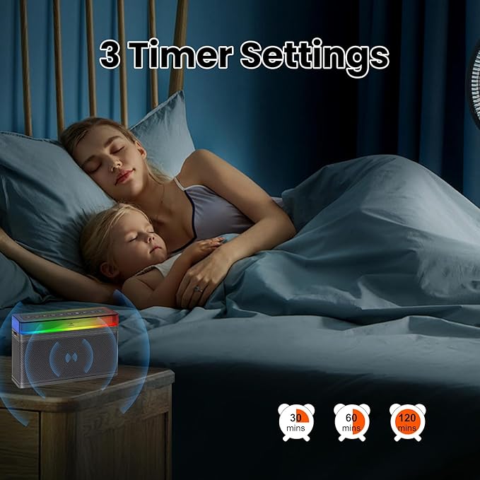 White Noise Sound Machine, Portable Sound Machine with 70 Soothing Sounds,Baby Night Light with Memory Function for Heavy Sleepers Kids Adult Home Office