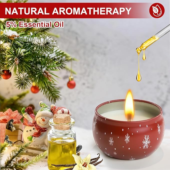 6 Pack Christmas Scented Candles with Natural Soy Wax, Long Lasting Aromatherapy Soy Candles for Home Scented, Christmas Candles Gift Set for Women & Friends - Bloomnest