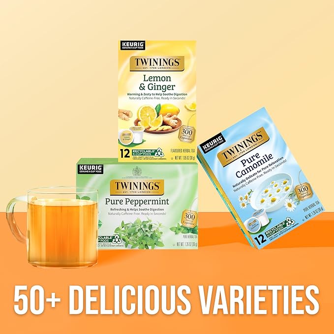 Twinings Pure Camomile Herbal Tea 72 K-Cup Pods for Keurig, 12 Count (Pack of 6), Made with Pure Camomile Blossoms, Naturally Caffeine-Free, Enjoy Hot or Iced - Bloomnest