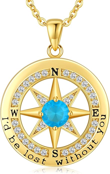 S925 Necklace Gift for Wife |Compass Jewelry |Women Anniversary |Sterling Silver |Girlfriend Birthday Gifts for Her Valentines |I'd be Lost without You |Jewel 18K Gold - Bloomnest
