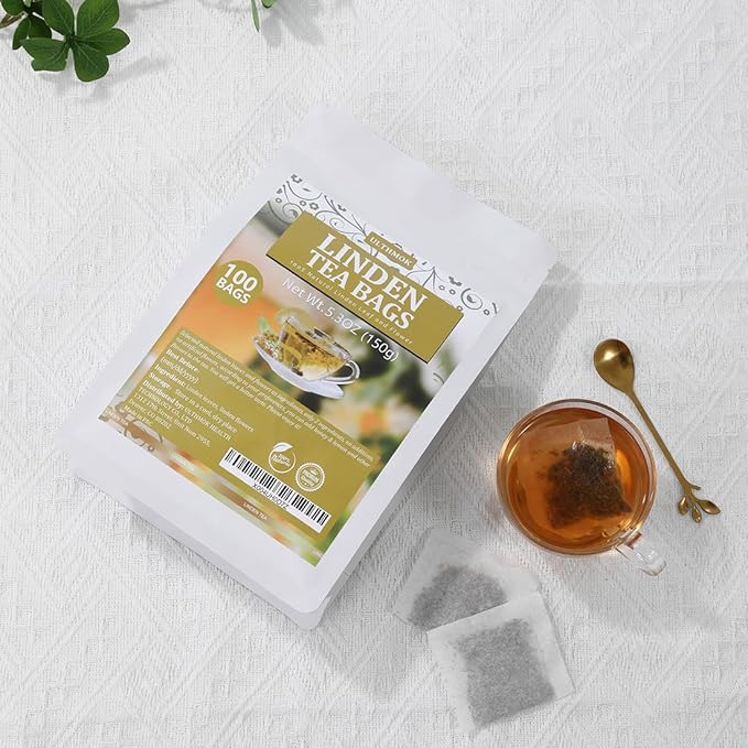 Premium 100 Linden Tea Bags, Made with 100% Natural Linden Tilo Leaves & Flowers, Support Respiratory & Boost Immune System, Caffeine Free. - Bloomnest