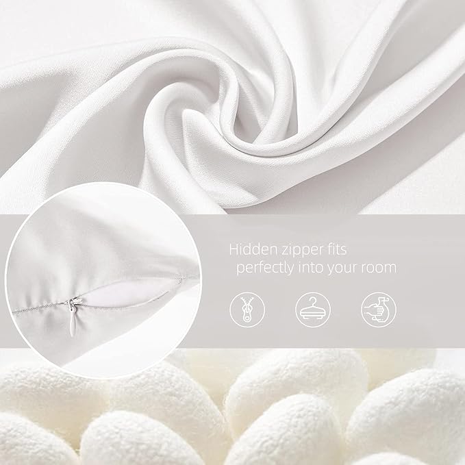 Silk Pillow Cases 2 Pack Mulberry Silk Pillow Cases Soft Breathable Both Sided Natural Silk Pillowcase with Zipper Beauty Sleep Silk Pillow Cases for Gift(King,White) - Bloomnest