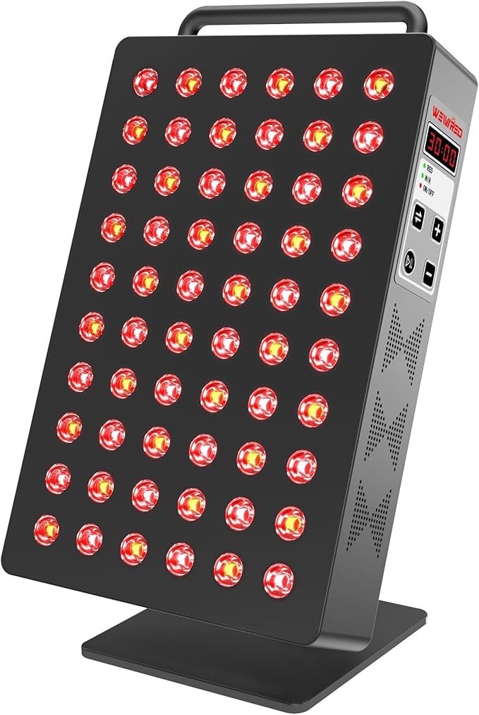 Red Light Therapy Panel 5 Wavement 60 Dual Chip LEDs 630+660+810+830+850nm Red and Near Infrared Lamp Therapy Device 100W with Timer & Stand for Body Pain Relief Face Skin Health Sleep Black Bloomnest