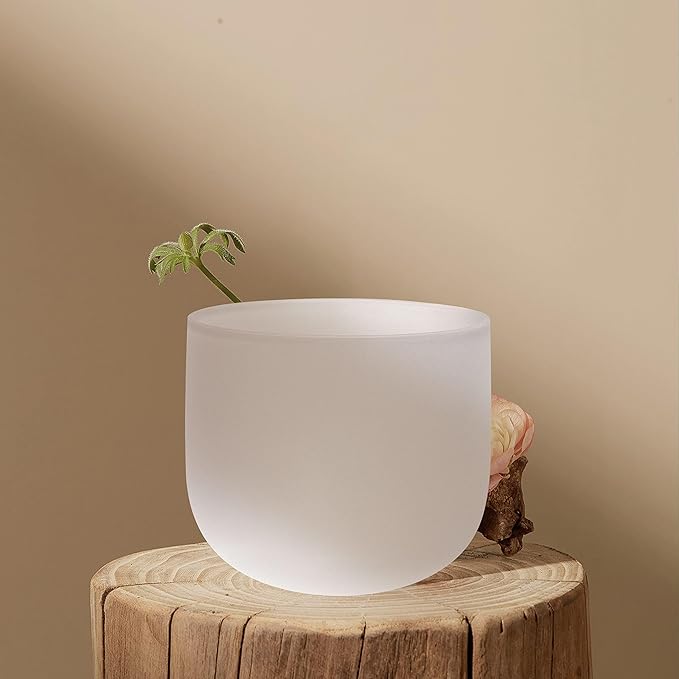 TOPFUND 8" 432Hz F Note Crystal Singing Bowl Heart Chakra with Heavy Duty Carrying Case and Suede Mallet