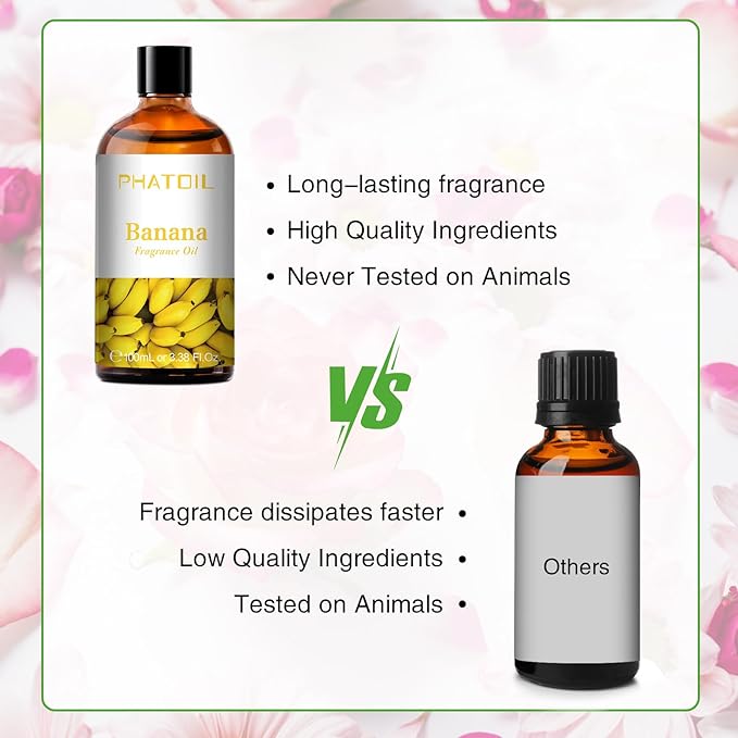 PHATOIL 3.38FL.OZ Banana Fragrance Oils for Aromatherapy, Essential Oils for Diffusers for Home, Perfect for Diffuser, Yoga, Skin Care, DIY Candle and Soap Making - 100ml - Bloomnest