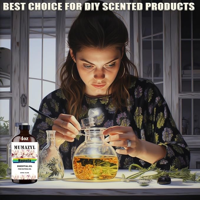 Magnolia Essential Oil, Magnolia Oil 4 Fl Oz 120ML for Diffuser Humidifier Yoga Cleaning DIY Candle Soap Making Essential Oils - Bloomnest