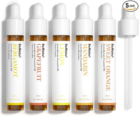 Citrus Essential Oil Set for Diffuser, Natural Fruity Fragrance Blends Gift for Home, Fresh Scent Aromatherapy Oils (Lemon, Sweet Orange, Grapefruit, Bergamot, Mandarin) 5 Packs - Bloomnest