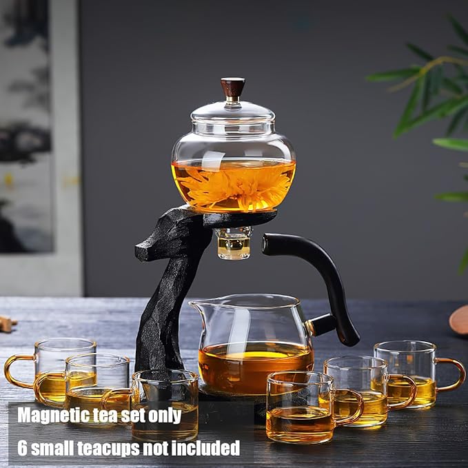 Semi Automatic Tea Set, Lazy Kungfu Tea Set, Lazy Kung Fu Drip Teapot, Magnetic Tea Pot With Magnetic Ball, Heat Resistant Gongfu Glass Teapot Set, Gift For Fathers Day, Thanksgiving Birthdays - Bloomnest