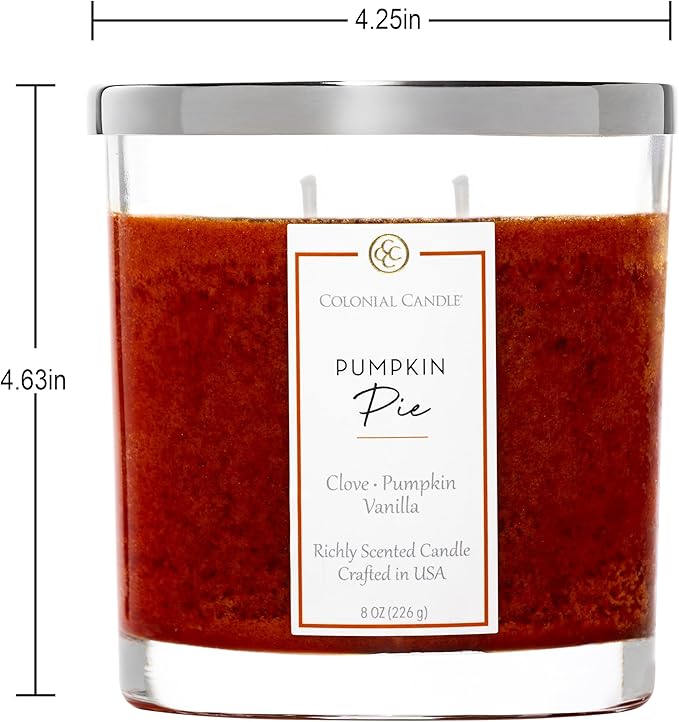 Colonial Candle Pumpkin Pie Scented Candle Jar, Highly Fragranced Candles for Home Scented, Mottled Wax Candle, 2 Wick, 8 oz - Made in The USA - Bloomnest